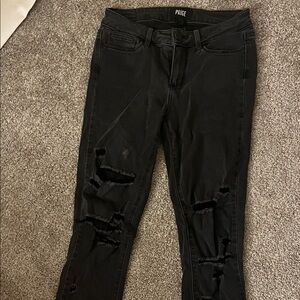 PAIGE Black Ripped Skinny Jeans